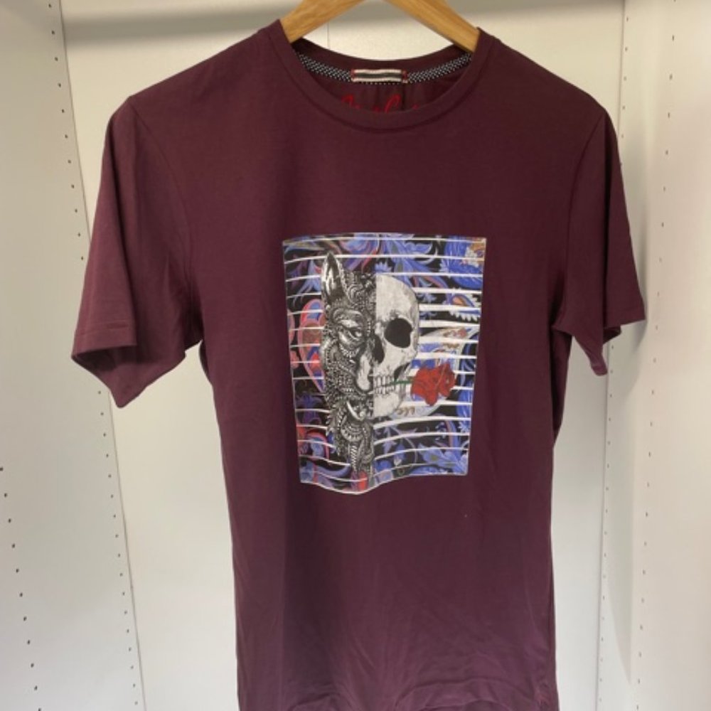 New w Tags Mens Robert Graham Burgundy T-Shirt | S